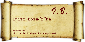 Iritz Bozsóka névjegykártya